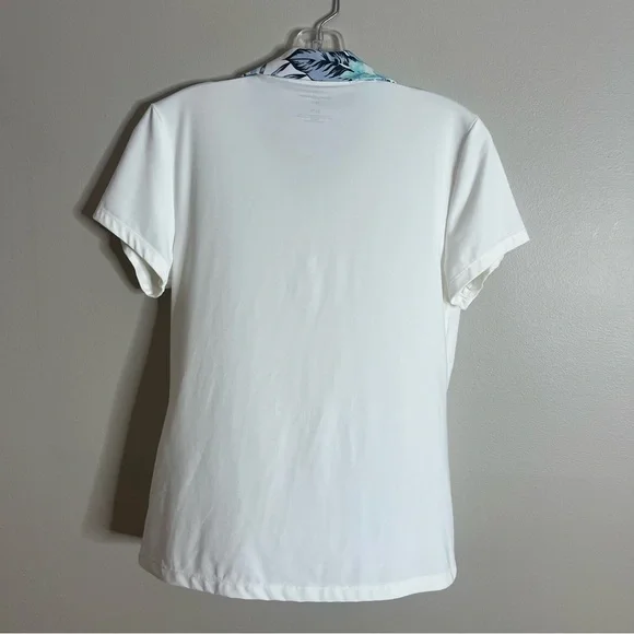 Tommy Bahama Size Medium Golf White Palm Collar Polo Shirt Performance K12 - Picture 3 of 6